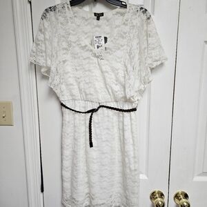 Lily Rose size Medium Ivory Lace Dress New With Tags